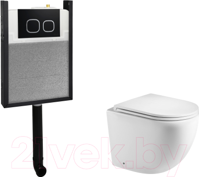 Унитаз приставной с инсталляцией WeltWasser Amberg 404 + Merzbach 002 GL-WT + Amberg RD-BL - фото