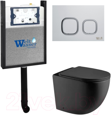 Унитаз приставной с инсталляцией WeltWasser Amberg 404 + Merzbach 002 MT-BL + Amberg RD-WT - фото