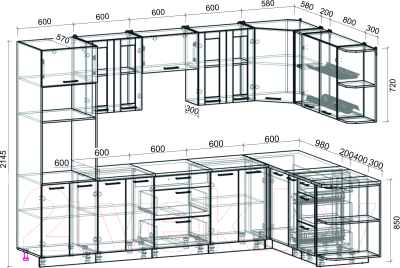 Кухонный гарнитур Интерлиния Мила 1.88x3.0 правая (персидский жемчуг/антрацит/травертин серый)