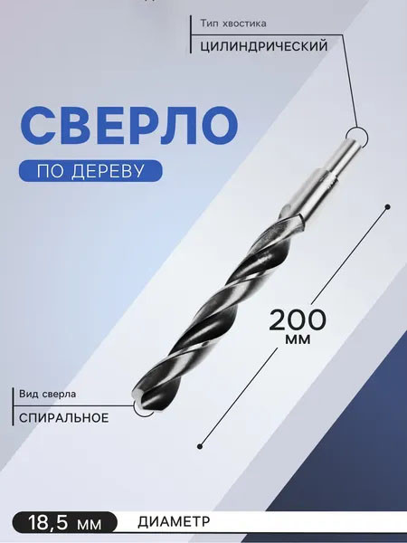 Сверло Tundra HSS по металлу цилиндрический хвостовик 18.5x200мм / 4727966