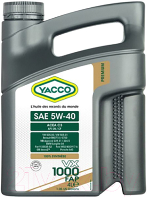 Моторное масло Yacco VX 1000 FAP 5W40 - фото
