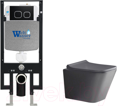 Унитаз подвесной с инсталляцией WeltWasser Amberg 497 + Gelbach 041 MT-GR + Amberg RD-BL - фото