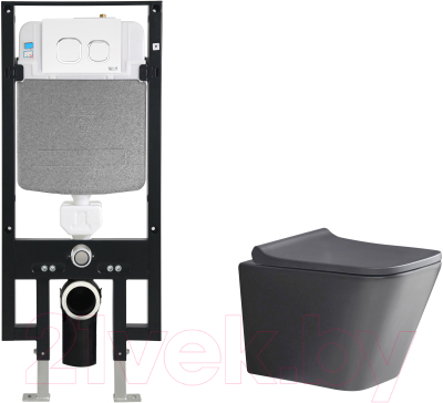 Унитаз подвесной с инсталляцией WeltWasser Amberg 497 + Gelbach 041 MT-GR + Amberg RD-WT - фото