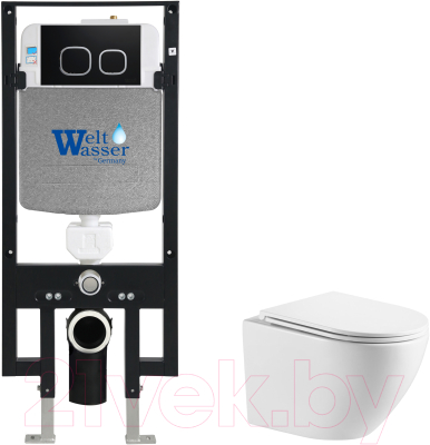 Унитаз подвесной с инсталляцией WeltWasser Amberg 497 + Merzbach 043 GL-WT + Amberg RD-BL - фото