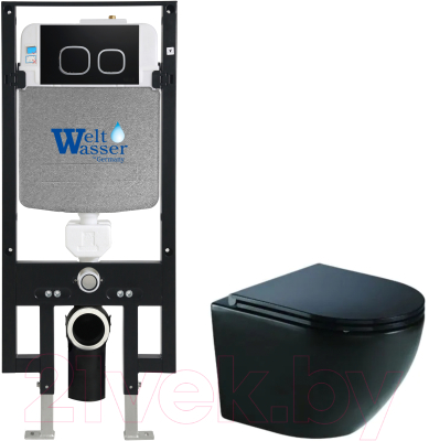 Унитаз подвесной с инсталляцией WeltWasser Amberg 497 + Merzbach 043 MT-BL + Amberg RD-BL - фото