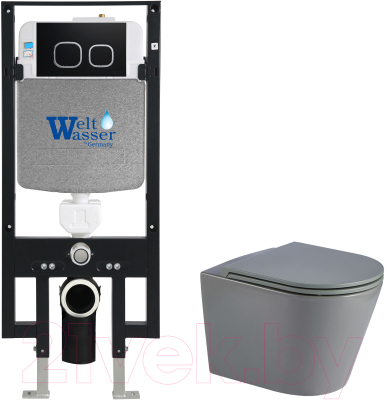 Унитаз подвесной с инсталляцией WeltWasser Amberg 497 + Salzbach 041 MT-GR + Amberg RD-BL - фото
