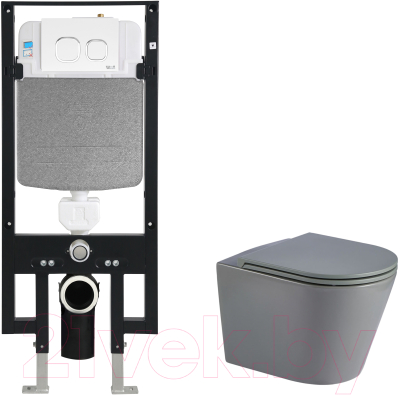 Унитаз подвесной с инсталляцией WeltWasser Amberg 497 + Salzbach 041 MT-GR + Amberg RD-WT - фото