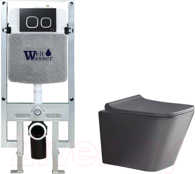 Унитаз подвесной с инсталляцией WeltWasser Amberg 497 ST + Gelbach 041 MT-GR + Amberg RD-BL - фото