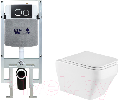 Унитаз подвесной с инсталляцией WeltWasser Amberg 497 ST + Hofbach 041 GL-WT + Amberg RD-BL - фото
