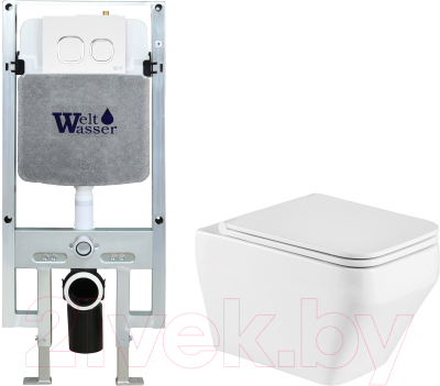 Унитаз подвесной с инсталляцией WeltWasser Amberg 497 ST + Hofbach 041 GL-WT + Amberg RD-WT - фото