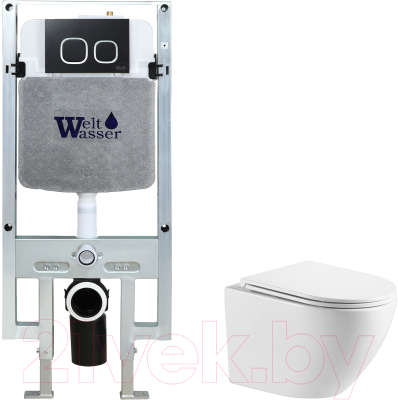 Унитаз подвесной с инсталляцией WeltWasser Amberg 497 ST + Merzbach 043 GL-WT + Amberg RD-BL - фото