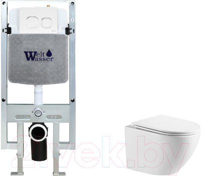 Унитаз подвесной с инсталляцией WeltWasser Amberg 497 ST + Merzbach 043 GL-WT + Amberg RD-WT - фото