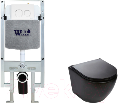 Унитаз подвесной с инсталляцией WeltWasser Amberg 497 ST + Merzbach 043 MT-BL + Amberg RD-WT - фото