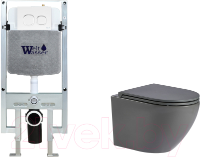 Унитаз подвесной с инсталляцией WeltWasser Amberg 497 ST + Merzbach 043 MT-GR + Amberg RD-WT - фото
