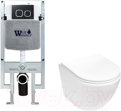Унитаз подвесной с инсталляцией WeltWasser Amberg 497 ST + Merzbach 043 MT-WT + Amberg RD-BL - фото