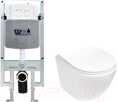 Унитаз подвесной с инсталляцией WeltWasser Amberg 497 ST + Merzbach 043 MT-WT + Amberg RD-WT - фото