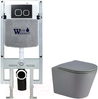 Унитаз подвесной с инсталляцией WeltWasser Amberg 497 ST + Salzbach 041 MT-GR + Amberg RD-BL - фото