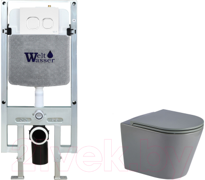 Унитаз подвесной с инсталляцией WeltWasser Amberg 497 ST + Salzbach 041 MT-GR + Amberg RD-WT - фото