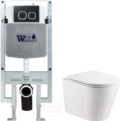 Унитаз подвесной с инсталляцией WeltWasser Amberg 497 ST + Salzbach 043 GL-WT + Amberg RD-BL - фото