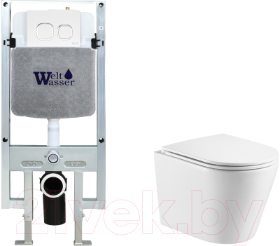 Унитаз подвесной с инсталляцией WeltWasser Amberg 497 ST + Salzbach 043 GL-WT + Amberg RD-WT - фото
