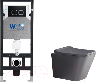 Унитаз подвесной с инсталляцией WeltWasser Amberg 506 + Gelbach 041 MT-GR + Amberg RD-BL - фото