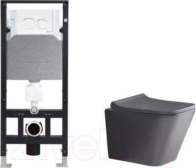Унитаз подвесной с инсталляцией WeltWasser Amberg 506 + Gelbach 041 MT-GR + Amberg RD-WT - фото