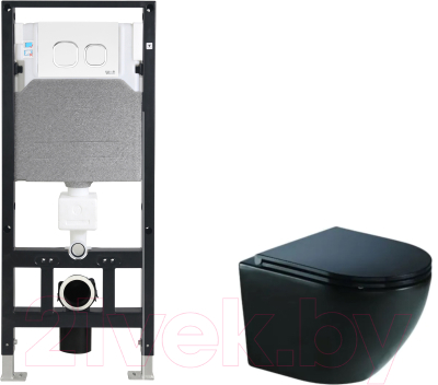 Унитаз подвесной с инсталляцией WeltWasser Amberg 506 + Merzbach 043 MT-BL + Amberg RD-WT - фото