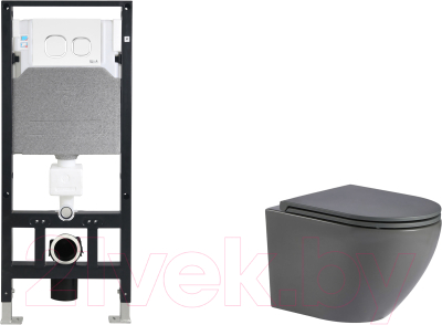Унитаз подвесной с инсталляцией WeltWasser Amberg 506 + Merzbach 043 MT-GR + Amberg RD-WT - фото