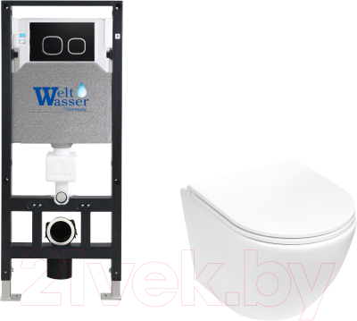 Унитаз подвесной с инсталляцией WeltWasser Amberg 506 + Merzbach 043 MT-WT + Amberg RD-BL - фото