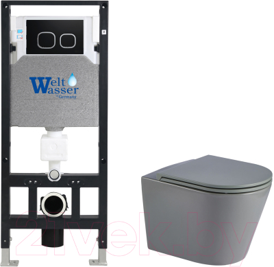 Унитаз подвесной с инсталляцией WeltWasser Amberg 506 + Salzbach 041 MT-GR + Amberg RD-BL - фото