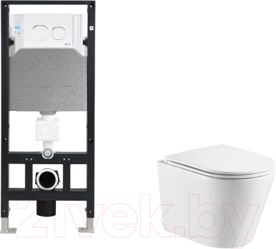 Унитаз подвесной с инсталляцией WeltWasser Amberg 506 + Salzbach 043 GL-WT + Amberg RD-WT - фото