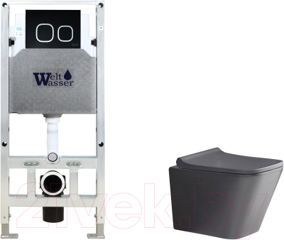 Унитаз подвесной с инсталляцией WeltWasser Amberg 506 ST + Gelbach 041 MT-GR + Amberg RD-BL - фото