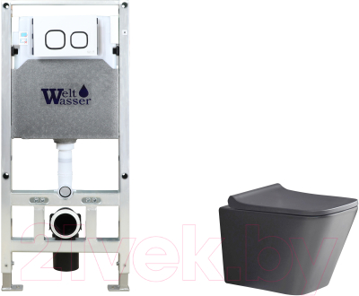 Унитаз подвесной с инсталляцией WeltWasser Amberg 506 ST + Gelbach 041 MT-GR + Amberg RD-WT - фото