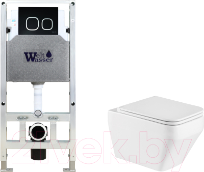 Унитаз подвесной с инсталляцией WeltWasser Amberg 506 ST + Hofbach 041 GL-WT + Amberg RD-BL - фото