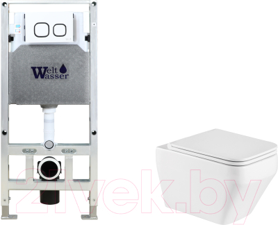 Унитаз подвесной с инсталляцией WeltWasser Amberg 506 ST + Hofbach 041 GL-WT + Amberg RD-WT - фото