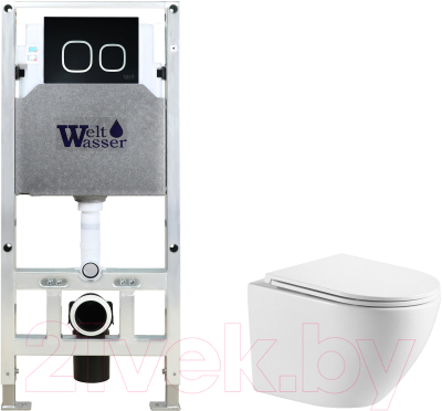 Унитаз подвесной с инсталляцией WeltWasser Amberg 506 ST + Merzbach 043 GL-WT + Amberg RD-BL - фото