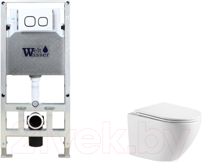 Унитаз подвесной с инсталляцией WeltWasser Amberg 506 ST + Merzbach 043 GL-WT + Amberg RD-WT - фото