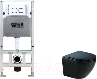 Унитаз подвесной с инсталляцией WeltWasser Amberg 506 ST + Merzbach 043 MT-BL + Amberg RD-WT - фото