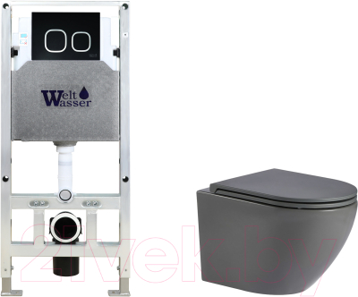 Унитаз подвесной с инсталляцией WeltWasser Amberg 506 ST + Merzbach 043 MT-GR + Amberg RD-BL - фото