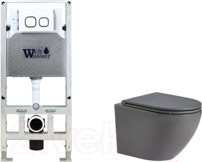 Унитаз подвесной с инсталляцией WeltWasser Amberg 506 ST + Merzbach 043 MT-GR + Amberg RD-WT - фото