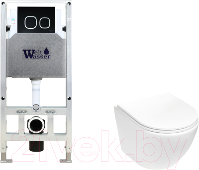 Унитаз подвесной с инсталляцией WeltWasser Amberg 506 ST + Merzbach 043 MT-WT + Amberg RD-BL - фото