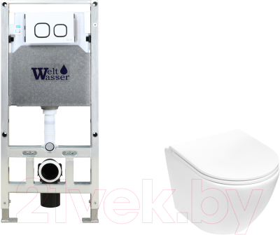 Унитаз подвесной с инсталляцией WeltWasser Amberg 506 ST + Merzbach 043 MT-WT + Amberg RD-WT - фото