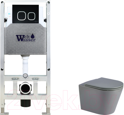 Унитаз подвесной с инсталляцией WeltWasser Amberg 506 ST + Salzbach 041 MT-GR + Amberg RD-BL - фото