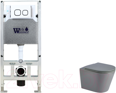 Унитаз подвесной с инсталляцией WeltWasser Amberg 506 ST + Salzbach 041 MT-GR + Amberg RD-WT - фото
