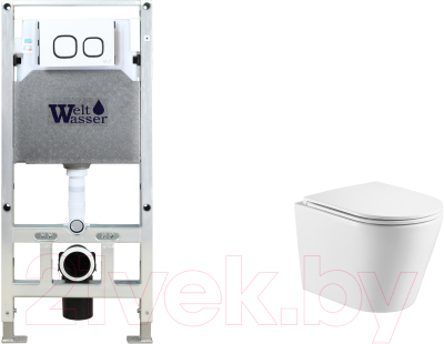 Унитаз подвесной с инсталляцией WeltWasser Amberg 506 ST + Salzbach 043 GL-WT + Amberg RD-WT - фото