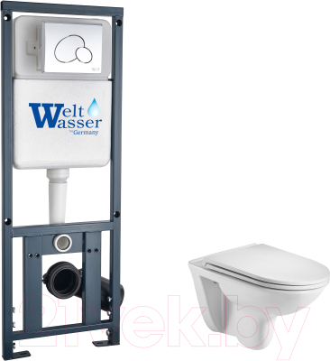 Унитаз подвесной с инсталляцией WeltWasser Marberg 410 + Baarbach 004 GL-WT + Mar 410 RD GL-WT - фото