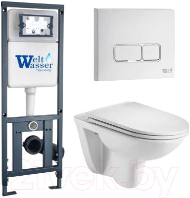 Унитаз подвесной с инсталляцией WeltWasser Marberg 410 + Baarbach 004 GL-WT + Mar 410 SE GL-WT - фото