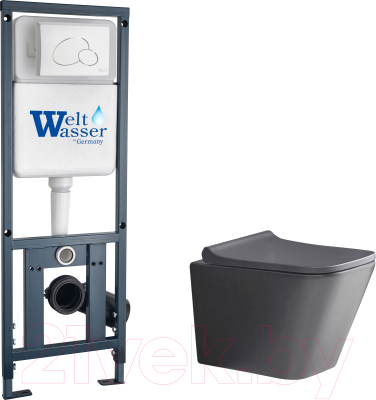Унитаз подвесной с инсталляцией WeltWasser Marberg 410 + Gelbach 041 MT-GR + Mar 410 RD GL-WT - фото