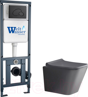 Унитаз подвесной с инсталляцией WeltWasser Marberg 410 + Gelbach 041 MT-GR + Mar 410 RD MT-BL - фото