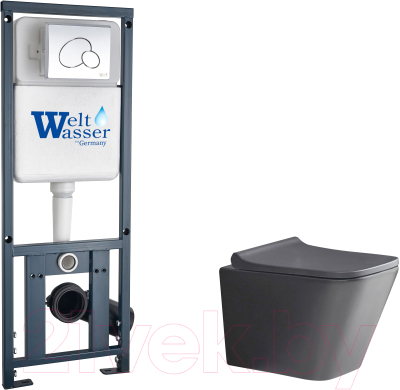 Унитаз подвесной с инсталляцией WeltWasser Marberg 410 + Gelbach 041 MT-GR + Mar 410 RD-CR - фото